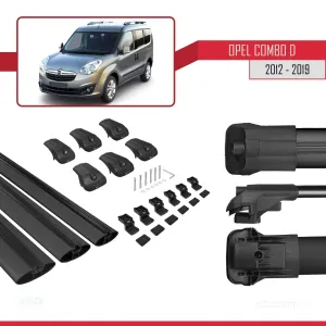 Opel Combo (D) 2012-2018 Arası ile uyumlu ACE-1 Ara Atkı Tavan Barı SİYAH 3 ADET BAR thumb 5