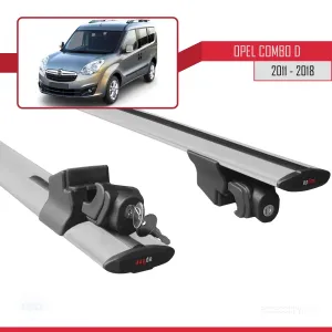Opel Combo (D) 2011-2018 Arası ile uyumlu HOOK Model Anahtar Kilitli Ara Atkı Tavan Barı GRİ thumb 5
