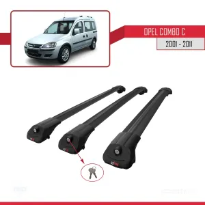 Opel Combo (C) 2001-2011 Arası ile uyumlu ACE-1 Ara Atkı Tavan Barı SİYAH 3 ADET BAR thumb 4