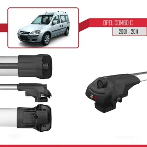 Opel Combo (C) 2001-2011 Arası ile uyumlu ACE-1 Ara Atkı Tavan Barı GRİ 4 ADET BAR thumb 5