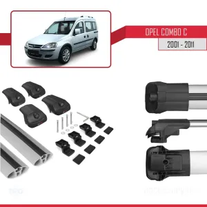 Opel Combo (C) 2001-2011 Arası ile uyumlu ACE-1 Ara Atkı Tavan Barı GRİ thumb 5