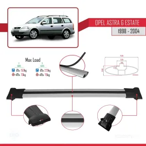 Opel Astra (G) SW 1998-2004 Arası ile uyumlu FLY Model Ara Atkı Tavan Barı GRİ thumb 4