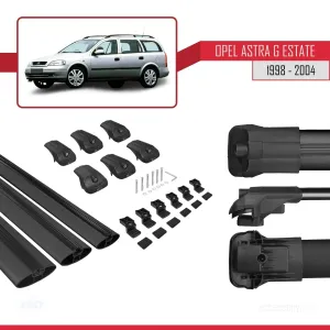 Opel Astra (G) SW 1998-2004 Arası ile uyumlu ACE-1 Ara Atkı Tavan Barı SİYAH 3 ADET BAR thumb 5