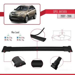 Opel Antara 2007-2016 Arası ile Uyumlu FLY Model Ara Atkı Tavan Barı SİYAH 3 ADET BAR thumb 4