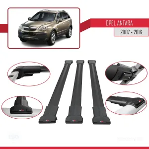 Opel Antara 2007-2016 Arası ile Uyumlu FLY Model Ara Atkı Tavan Barı SİYAH 3 ADET BAR thumb 5