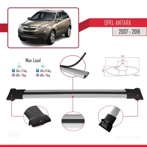 Opel Antara 2007-2016 Arası ile Uyumlu FLY Model Ara Atkı Tavan Barı GRİ 3 ADET BAR thumb 4