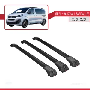 Opel / Vauxhall Zafira Life 2019 ve Sonrası ile uyumlu ACE-1 Ara Atkı Tavan Barı SİYAH 3 ADET BAR thumb 3