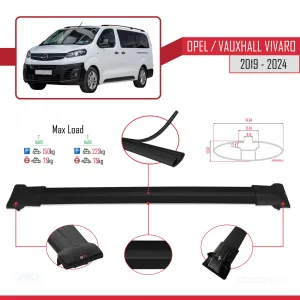 Opel / Vauxhall Vivaro 2019 ve Sonrası ile uyumlu FLY Model Ara Atkı Tavan Barı SİYAH thumb 5