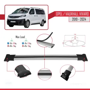 Opel / Vauxhall Vivaro 2019 ve Sonrası ile uyumlu FLY Model Ara Atkı Tavan Barı GRİ thumb 5