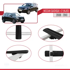 Nisssan Qashqai +2 (NJ10) 2008-2013 Arası ile uyumlu Basic Model Ara Atkı Tavan Barı SİYAH 3 ADET thumb 4