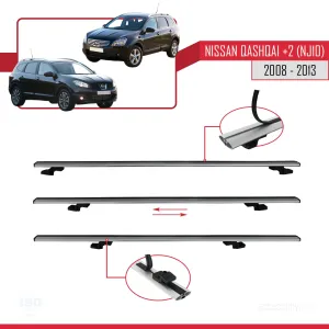 Nisssan Qashqai +2 (NJ10) 2008-2013 Arası ile uyumlu Basic Model Ara Atkı Tavan Barı GRİ 3 ADET thumb 5
