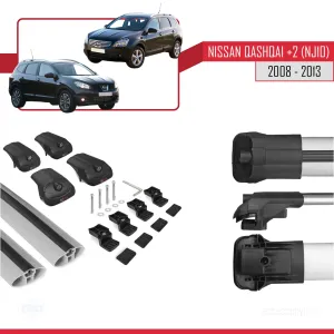 Nisssan Qashqai +2 (NJ10) 2008-2013 Arası ile uyumlu ACE-1 Ara Atkı Tavan Barı GRİ thumb 5