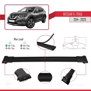 Nissan X-Trail 2014-2021 Arası ile Uyumlu FLY Model Ara Atkı Tavan Barı SİYAH 3 ADET BAR thumb 4