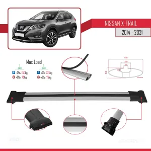 Nissan X-Trail 2014-2021 Arası ile uyumlu FLY Model Ara Atkı Tavan Barı GRİ thumb 4