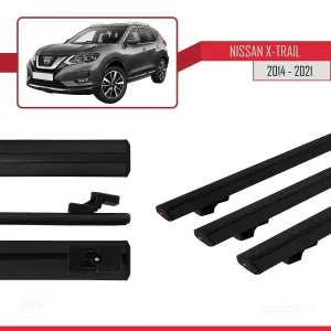 Nissan X-Trail 2014-2021 Arası ile uyumlu Basic Model Ara Atkı Tavan Barı SİYAH 3 ADET thumb 3