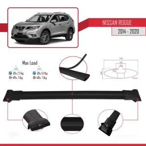 Nissan Rogue 2014-2020 Arası ile Uyumlu FLY Model Ara Atkı Tavan Barı SİYAH 3 ADET BAR thumb 4