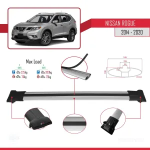 Nissan Rogue 2014-2020 Arası ile Uyumlu FLY Model Ara Atkı Tavan Barı GRİ 3 ADET BAR thumb 4