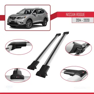 Nissan Rogue 2014-2020 Arası ile uyumlu FLY Model Ara Atkı Tavan Barı GRİ thumb 5