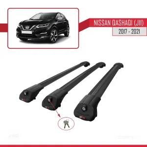 Nissan Qashqai 2017-2021 Arası ile uyumlu ACE-1 Ara Atkı Tavan Barı SİYAH 3 ADET BAR thumb 4