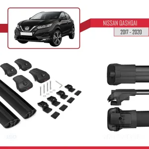 Nissan Qashqai 2017-2021 Arası ile uyumlu ACE-1 Ara Atkı Tavan Barı SİYAH thumb 5