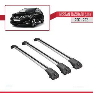 Nissan Qashqai 2017-2021 Arası ile uyumlu ACE-1 Ara Atkı Tavan Barı GRİ 3 ADET BAR thumb 3