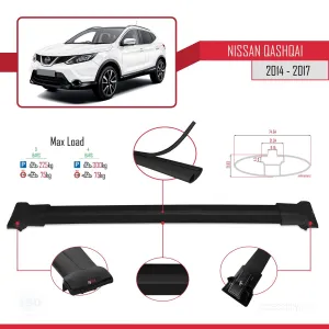 Nissan Qashqai 2014-2017 Arası ile Uyumlu FLY Model Ara Atkı Tavan Barı SİYAH 3 ADET BAR thumb 4