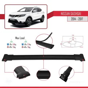Nissan Qashqai 2014-2017 Arası ile uyumlu FLY Model Ara Atkı Tavan Barı SİYAH thumb 4