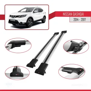 Nissan Qashqai 2014-2017 Arası ile uyumlu FLY Model Ara Atkı Tavan Barı GRİ thumb 5