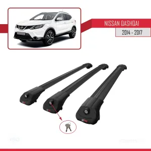 Nissan Qashqai 2014-2017 Arası ile uyumlu ACE-1 Ara Atkı Tavan Barı SİYAH 3 ADET BAR thumb 4