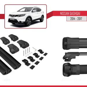 Nissan Qashqai 2014-2017 Arası ile uyumlu ACE-1 Ara Atkı Tavan Barı SİYAH thumb 5