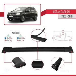 Nissan Qashqai 2010-2014 Arası ile Uyumlu FLY Model Ara Atkı Tavan Barı SİYAH 3 ADET BAR thumb 4