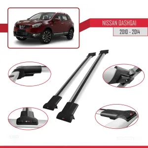 Nissan Qashqai 2010-2014 Arası ile uyumlu FLY Model Ara Atkı Tavan Barı GRİ thumb 5
