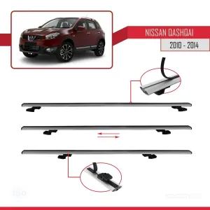 Nissan Qashqai 2010-2014 Arası ile uyumlu Basic Model Ara Atkı Tavan Barı GRİ 3 ADET thumb 5
