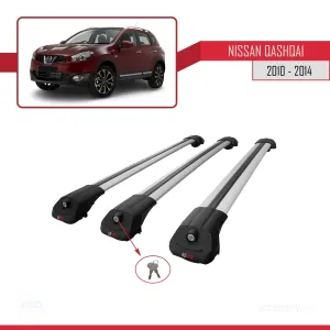 Nissan Qashqai 2010-2014 Arası ile uyumlu ACE-1 Ara Atkı Tavan Barı GRİ 3 ADET BAR thumb 4