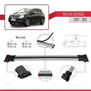 Nissan Qashqai 2007-2010 Arası ile uyumlu FLY Model Ara Atkı Tavan Barı GRİ thumb 4