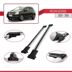 Nissan Qashqai 2007-2010 Arası ile uyumlu FLY Model Ara Atkı Tavan Barı GRİ thumb 5