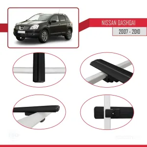 Nissan Qashqai 2007-2010 Arası ile uyumlu Basic Model Ara Atkı Tavan Barı SİYAH 3 ADET thumb 4
