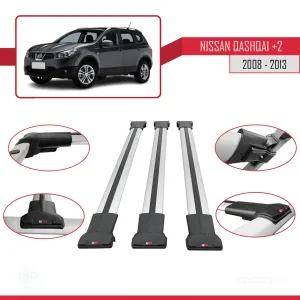 Nissan Qashqai +2 2008-2013 Arası ile uyumlu FLY Model Ara Atkı Tavan Barı GRİ 3 ADET BAR thumb 5