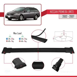 Nissan Primera (W12) 2002-2007 Arası ile Uyumlu FLY Model Ara Atkı Tavan Barı SİYAH thumb 4