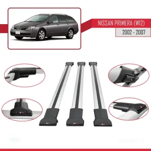Nissan Primera (W12) 2002-2007 Arası ile Uyumlu FLY Model Ara Atkı Tavan Barı GRİ 3 ADET BAR thumb 5