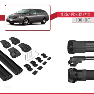 Nissan Primera (W12) 2002-2007 Arası ile uyumlu ACE-1 Ara Atkı Tavan Barı SİYAH thumb 5