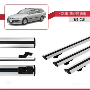 Nissan Primera (W11) 1998-2001 Arası ile uyumlu Basic Model Ara Atkı Tavan Barı GRİ 3 ADET thumb 3