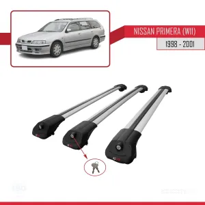 Nissan Primera (W11) 1998-2001 Arası ile uyumlu ACE-1 Ara Atkı Tavan Barı GRİ 3 ADET BAR thumb 4