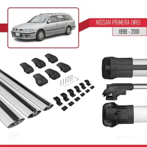 Nissan Primera (W11) 1998-2001 Arası ile uyumlu ACE-1 Ara Atkı Tavan Barı GRİ 3 ADET BAR thumb 5