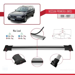 Nissan Primera (W10) 1991-1997 Arası ile Uyumlu FLY Model Ara Atkı Tavan Barı GRİ thumb 4