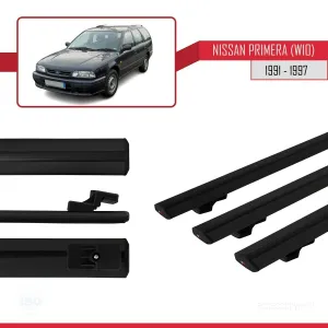 Nissan Primera (W10) 1991-1997 Arası ile uyumlu Basic Model Ara Atkı Tavan Barı SİYAH 3 ADET thumb 3