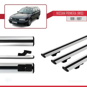 Nissan Primera (W10) 1991-1997 Arası ile uyumlu Basic Model Ara Atkı Tavan Barı GRİ 3 ADET thumb 3