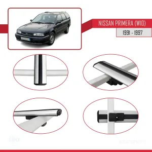 Nissan Primera (W10) 1991-1997 Arası ile uyumlu Basic Model Ara Atkı Tavan Barı GRİ 3 ADET thumb 4
