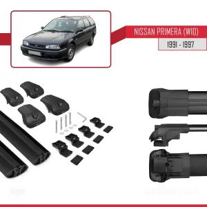 Nissan Primera (W10) 1991-1997 Arası ile uyumlu ACE-1 Ara Atkı Tavan Barı SİYAH thumb 5