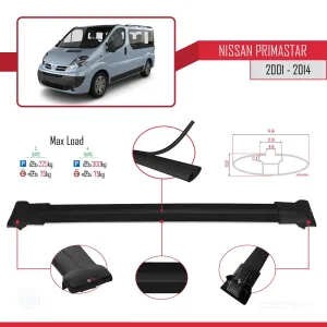 Nissan Primastar 2001-2014 Arası ile uyumlu FLY Model Ara Atkı Tavan Barı SİYAH 3 ADET BAR thumb 4